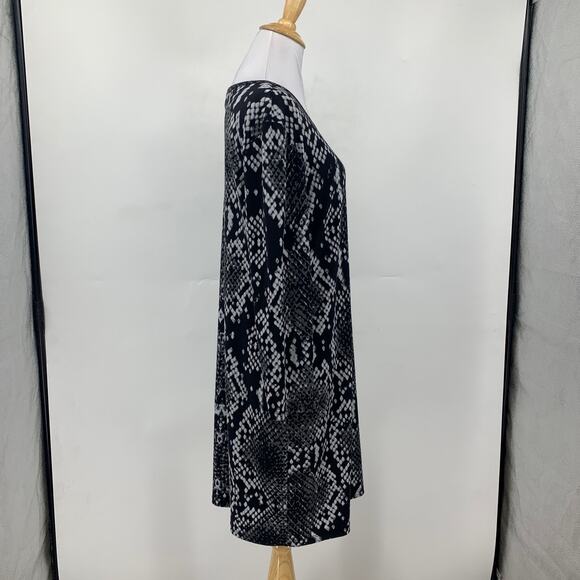 Michael Kors Dress Womens L Large Black Grey Snakeskin Print Long Sleeve Shift - Picture 5 of 12